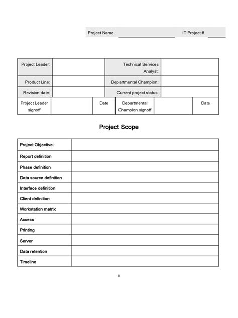 Project Scope Template - 4 Free Templates in PDF, Word, Excel Download