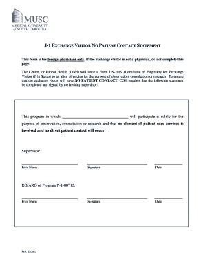 Fillable Online Academicdepartments Musc J 1 No Patient Contact