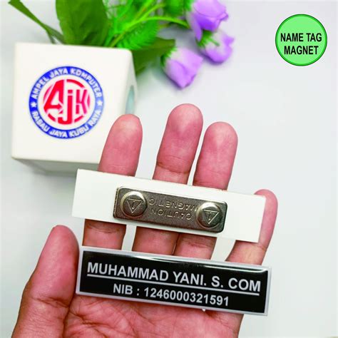 Jual Nama Dada Papan Nama Name Tag Plat Kuningan Magnet Dan Peniti