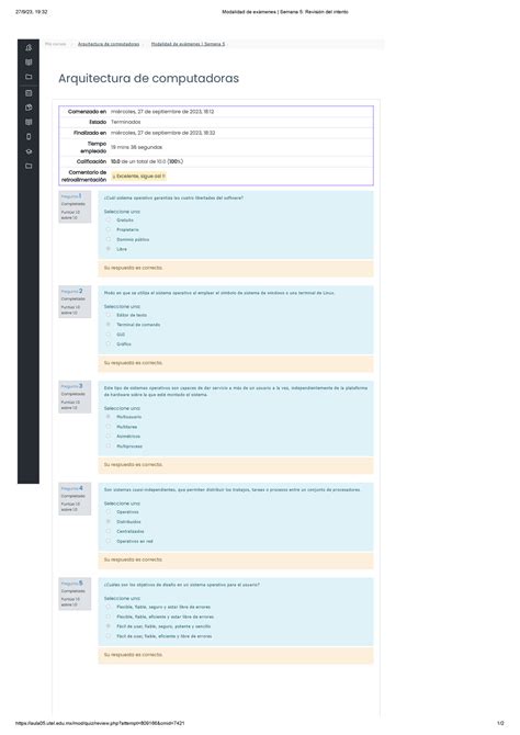 Modalidad De Exámenes Semana 5 Revisión Del Intento Studocu