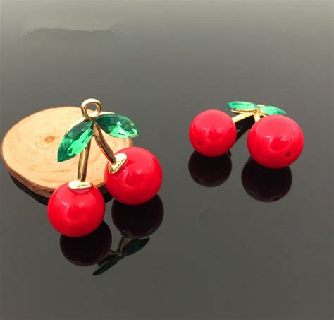 3 Style Gold Fruit Cherry Charmred Cherry Charmsalloy Metal Etsy