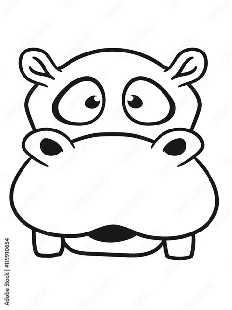 face head hippo small thick sweet cute comic cartoon hippo Stock Illustration | Adobe Stock