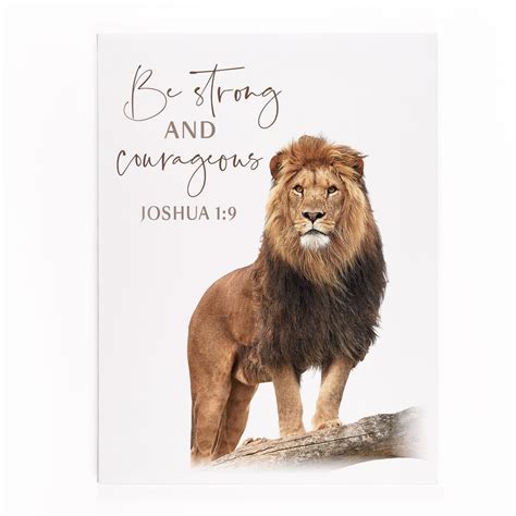 P Graham Dunn Be Strong And Courageous Canvas Print Lion On White