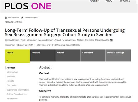 Long Term Follow Up Of Transsexual Persons Undergoing Sex Reassignment Surgery Cohort Study In