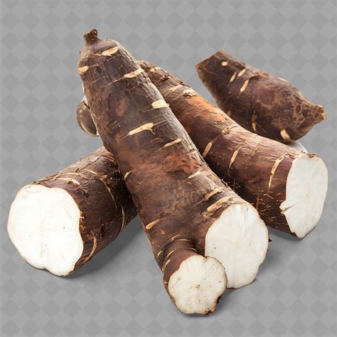 Premium Psd Png Yam Roots Tubers With Rough Reddish Brown Skin And