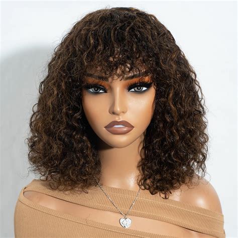 Amazon Joedir Hair Short Curly Wig With Bangs Human Hair For