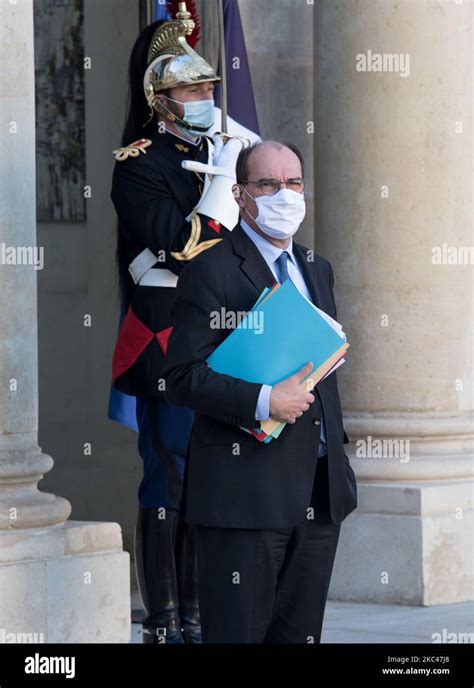 French Prime Minister Jean Castex at the Elysée Palace at the end of ...