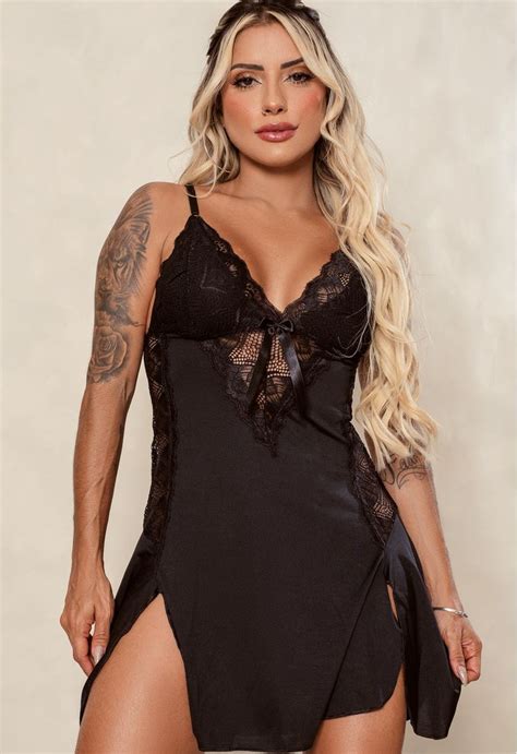 Camisola Em Renda Sexy I34 Compra Fácil Lingerie