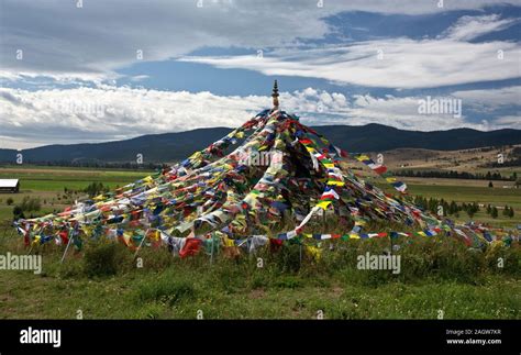 Views Of The Garden Of One Thousand Buddhas In Western Montana Stock