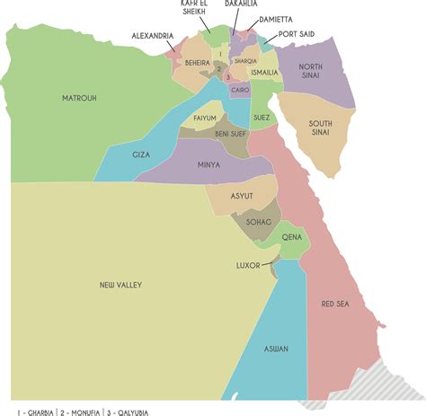 Vector Map Of Egypt With Governorates Or Provinces And Administrative