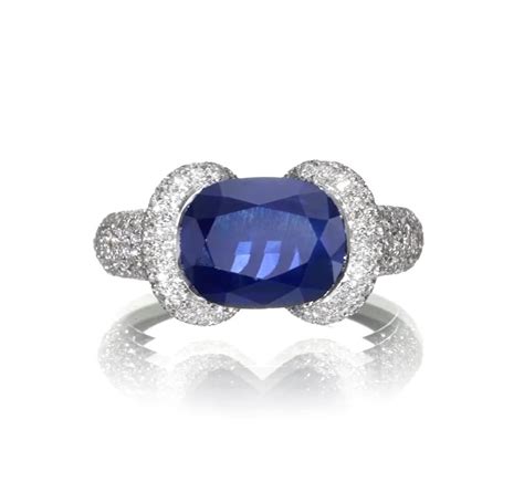 Rare Blue Sapphire Oval Cut Diamond Cocktail Ring in 18K White Gold - Etsy