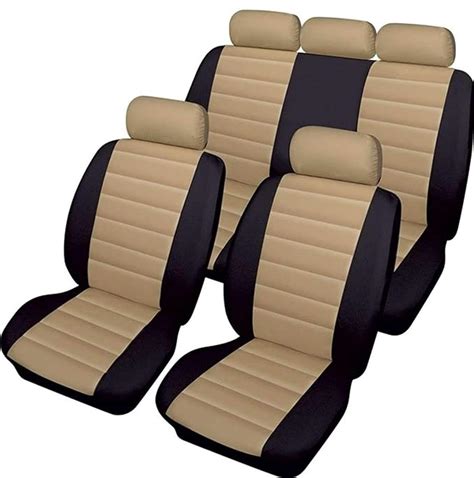 Xtremeauto Sports Style Beige Cream Black Leather Look Car Seat