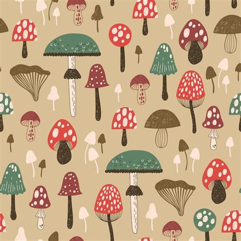 Premium Vector Seamless Pattern With Mushrooms