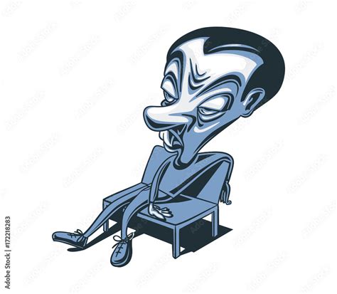 Cartoon Character Caricature Lazy Bored Tired Waiting Frustrated Funny Guy Stock Vector | Adobe ...