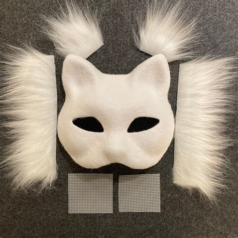 Cat Mask Therian White Etsy