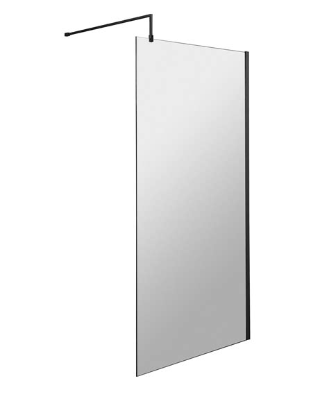 Hudson Reed Contemporary 1000mm Wetroom Screen With Black Support Bar