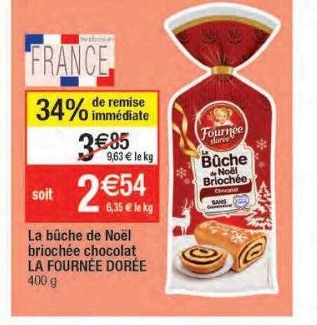 Promo La bûche de noël briochée chocolat la fournée dorée chez Migros