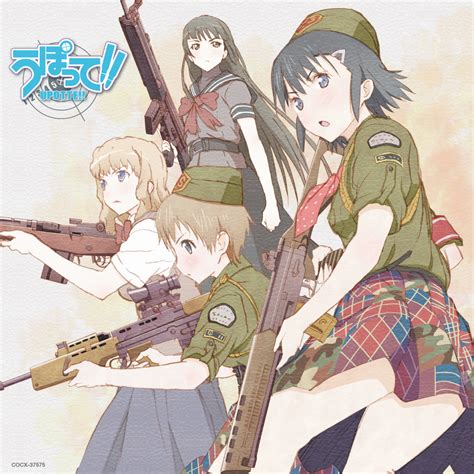 Safebooru O Album Cover Armband Ascot Assault Rifle Battle Rifle Black Hair Blonde Hair Blue