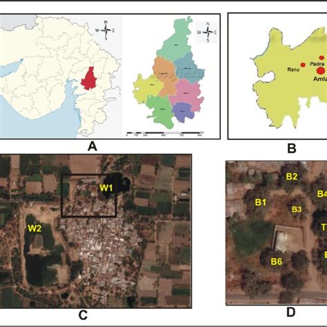 Maps Showing The Location Of Vadodara District In Gujarat State India