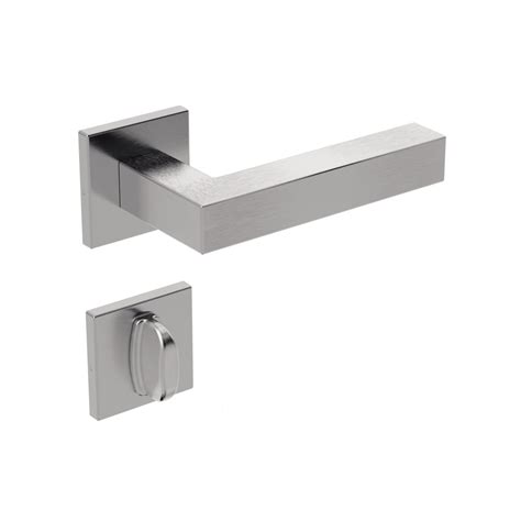 Fechadura Ix Broca Mm Roseta Quadrada Inox Escovado Banheiro