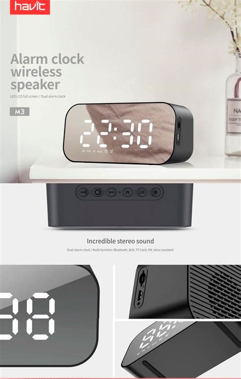 Havit Mx M Alarm Clock Wireless Speaker Black Wafilife