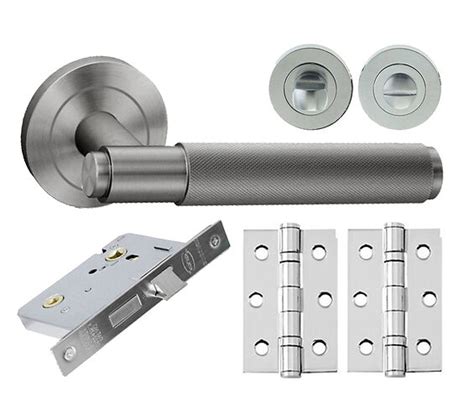 Intelligent Hardware Knurled Bathroom Pack Including Handles On Round