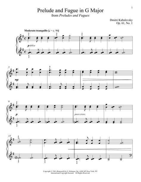 Prelude And Fugue In G Major Sheet Music Direct