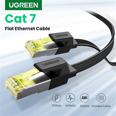 Ugreen Ethernet Rj45 Cable Cat7 10gbps Network Cable Braided Flat