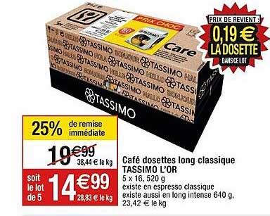 Promo Café Dosettes Long Classique Tassimo L or chez Cora iCatalogue fr