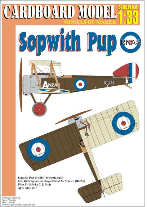 133 Sopwith Pup No 4 Sqdrn Rnas N6185 Paper Model Ecardmodels