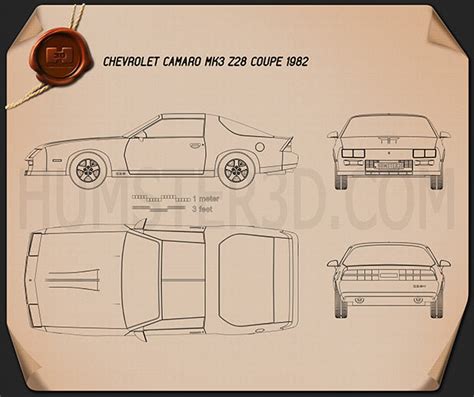 Chevrolet Camaro Z28 coupe 1982 Blueprint - Hum3D