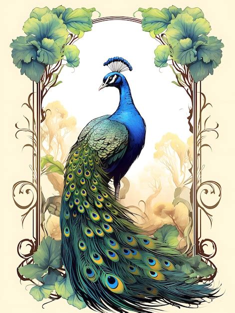 Premium AI Image | Portrait of Peacock Wearing Feathers Spreading ...