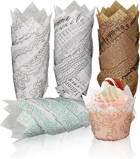 200 Pcs Tulip Muffin Cases Cupcake Liners Cases Paper Baking Cupcake