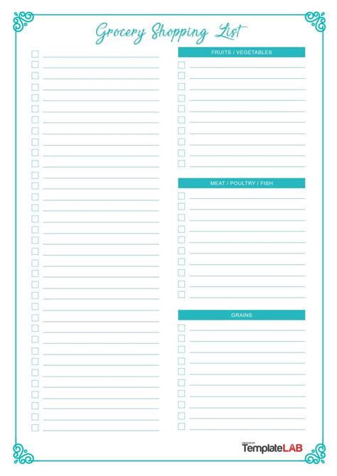 24 Printable Grocery List Templates Shopping Lists