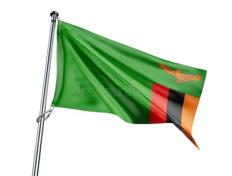 zambia flag  eagle  vertical stripes stock photo image