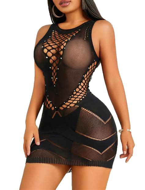 Avidlove Mesh Dress Babydoll Fishnet Lingerie For Women Cut Out