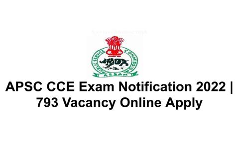 APSC CCE Exam Notification 2022 For 913 Vacancy Online Apply