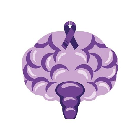 Premium Vector Epilepsy Day Purple Ribbon Brain Illustration