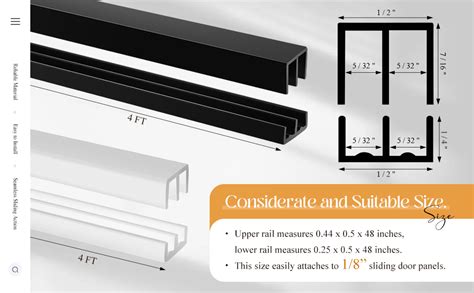 Landical 2 Sets 4ft Sliding Door Track For 18 Thick Panels Closet Glass Doors