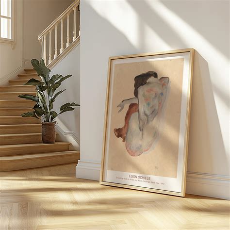 Egon Schiele Crouching Nude Poster Print Famous Art Modern Gallery