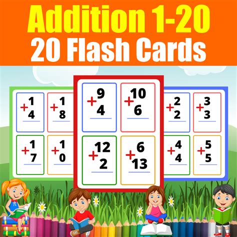 Addition Flash cards up to 20 l Printable addition Practice Pages for ...