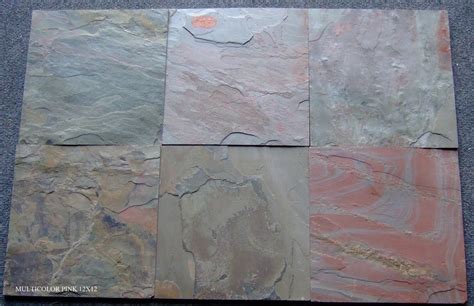 Polished Multi Pink Slate Tile Flexible Veneer Sheet Thickness