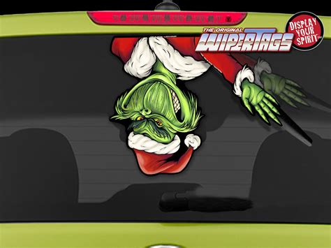 Waving Grim Green Monster Santa Wipertag With Decal Attach To Rear