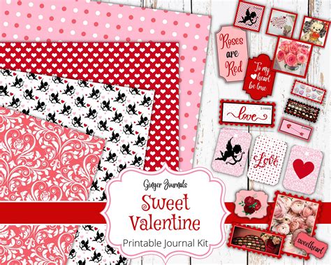 Valentine Junk Journal Kit Junk Journal Printable Scrapbook Etsy