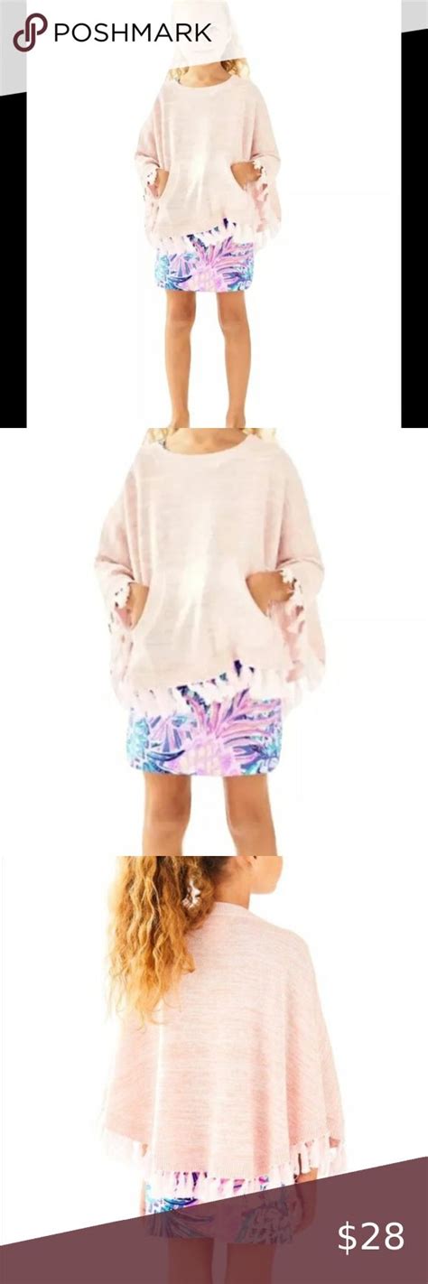 New 78 Lilly Pulitzer Girls Hani Poncho Sweater Paradise Metallic Tint