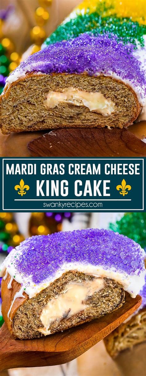 Mardi Gras Cream Cheese King Cake Recipe | King cake recipe, King cake ...