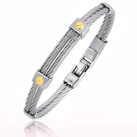 Bracelet Homme Cable Acier Et Or Yuki 6277