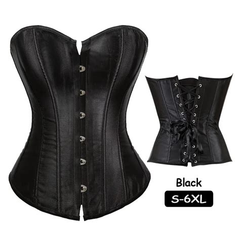 Steampunk Corsets Bustiers Satin Bone Lace Up Overbust Corset Top Sexy