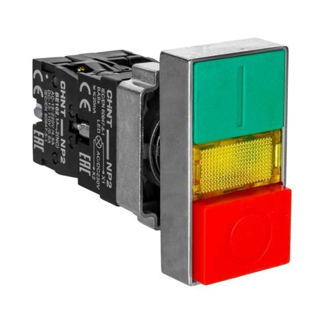 Двойная кнопка CHINT NP2 EW8465 1НО 1НЗ AC DC 220 230В LED IP40 574745