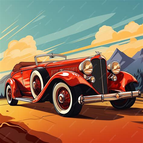 Premium Photo | Vintage car in cartoon design